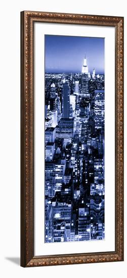 View of City, Vertical Panoramic Landscape View by Night, Midtown Manhattan, Manhattan, NYC-Philippe Hugonnard-Framed Photographic Print