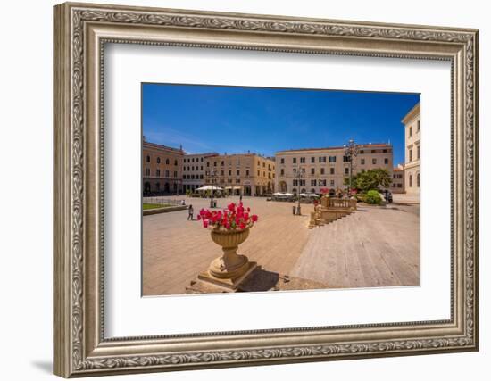 View of classic architecture and Vittorio Emanuele II statue in Piazza d'Italia in Sassari-Frank Fell-Framed Photographic Print