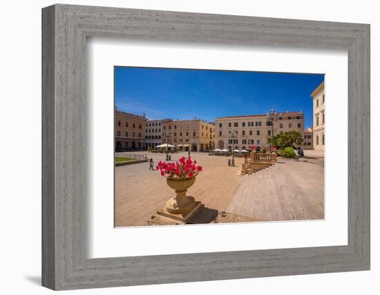 View of classic architecture and Vittorio Emanuele II statue in Piazza d'Italia in Sassari-Frank Fell-Framed Photographic Print