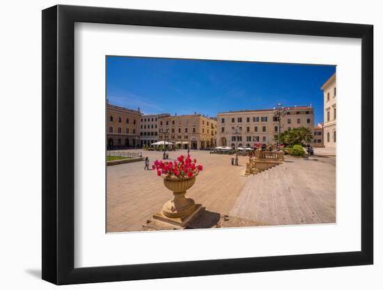 View of classic architecture and Vittorio Emanuele II statue in Piazza d'Italia in Sassari-Frank Fell-Framed Photographic Print