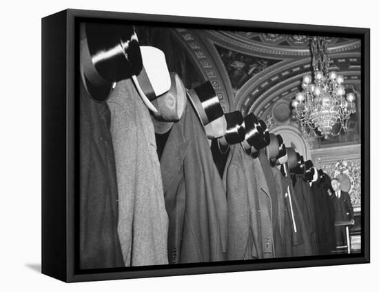 View of Cloakroom Showing the Hats of the Diplomats Attending Hamilton Lewis's Funeral-Thomas D^ Mcavoy-Framed Premier Image Canvas