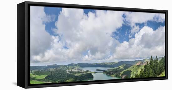 View of clouds over the lake, Lagoa do Fogo, Sao Miguel Island, Azores, Portugal-null-Framed Premier Image Canvas