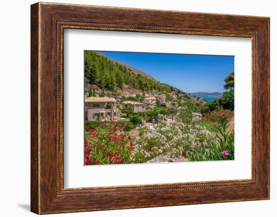 View of coastline and sea from near Kourouklata, Kefalonia, Ionian Islands, Greek Islands, Greece-Frank Fell-Framed Photographic Print