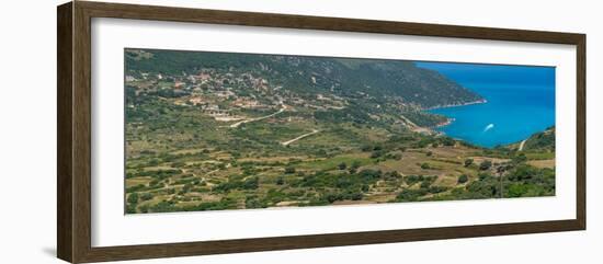 View of coastline, sea and hills near Agkonas, Kefalonia, Ionian Islands, Greek Islands, Greece-Frank Fell-Framed Photographic Print