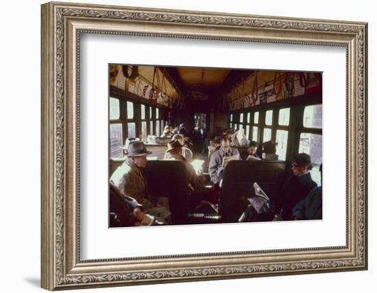 View of Commuters as They Ride in a Car on the Third Avenue Train, New York, New York, 1955-Eliot Elisofon-Framed Photographic Print