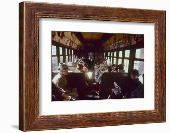 View of Commuters as They Ride in a Car on the Third Avenue Train, New York, New York, 1955-Eliot Elisofon-Framed Photographic Print