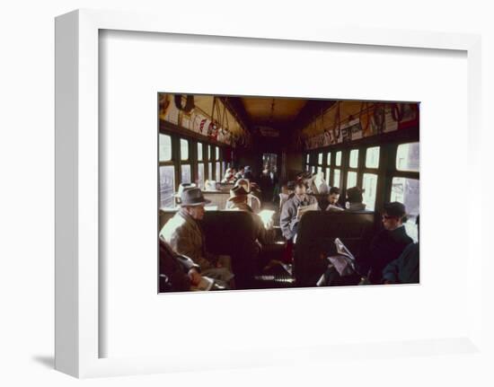 View of Commuters as They Ride in a Car on the Third Avenue Train, New York, New York, 1955-Eliot Elisofon-Framed Photographic Print