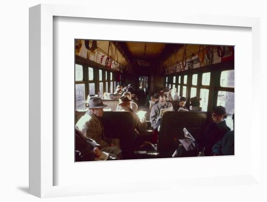 View of Commuters as They Ride in a Car on the Third Avenue Train, New York, New York, 1955-Eliot Elisofon-Framed Photographic Print