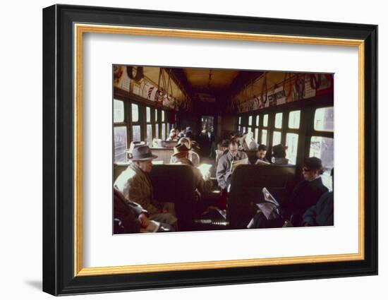 View of Commuters as They Ride in a Car on the Third Avenue Train, New York, New York, 1955-Eliot Elisofon-Framed Photographic Print