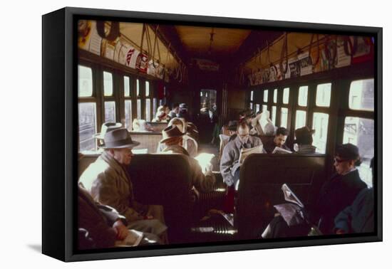 View of Commuters as They Ride in a Car on the Third Avenue Train, New York, New York, 1955-Eliot Elisofon-Framed Premier Image Canvas