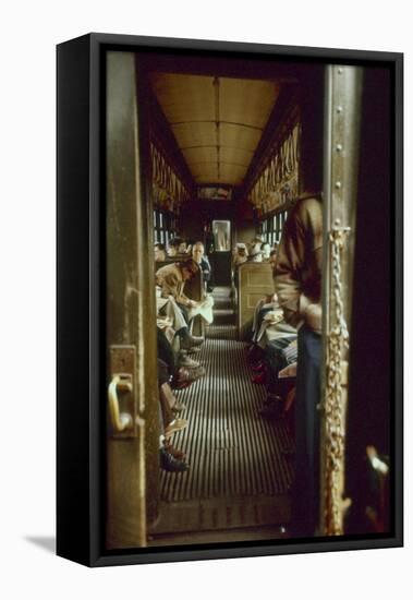 View of Commuters as They Ride in a Car on the Third Avenue Train, New York, New York, 1955-Eliot Elisofon-Framed Premier Image Canvas