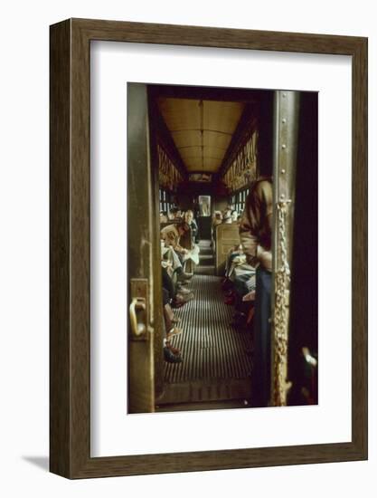 View of Commuters as They Ride in a Car on the Third Avenue Train, New York, New York, 1955-Eliot Elisofon-Framed Photographic Print