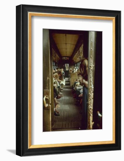 View of Commuters as They Ride in a Car on the Third Avenue Train, New York, New York, 1955-Eliot Elisofon-Framed Photographic Print