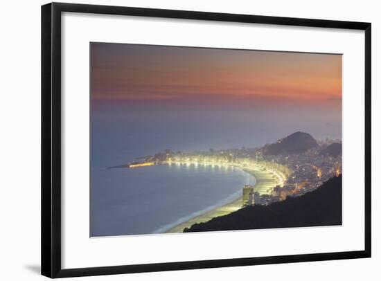 View of Copacabana at Sunset, Rio de Janeiro, Brazil, South America-Ian Trower-Framed Photographic Print