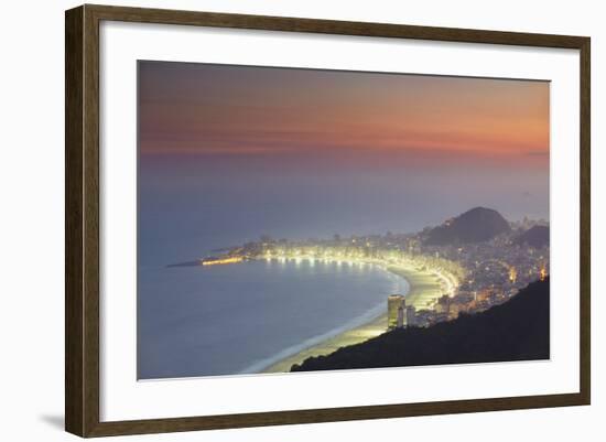 View of Copacabana at Sunset, Rio de Janeiro, Brazil, South America-Ian Trower-Framed Photographic Print