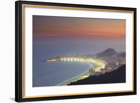 View of Copacabana at Sunset, Rio de Janeiro, Brazil, South America-Ian Trower-Framed Photographic Print