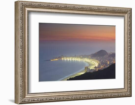 View of Copacabana at Sunset, Rio de Janeiro, Brazil, South America-Ian Trower-Framed Photographic Print