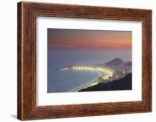 View of Copacabana at Sunset, Rio de Janeiro, Brazil, South America-Ian Trower-Framed Photographic Print