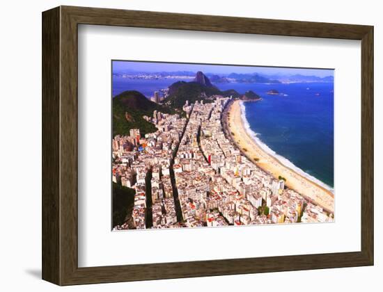 View of Copacabana Beach with Sugarloaf Mountain (404m), Rio de Janeiro, Brazil-null-Framed Premium Giclee Print