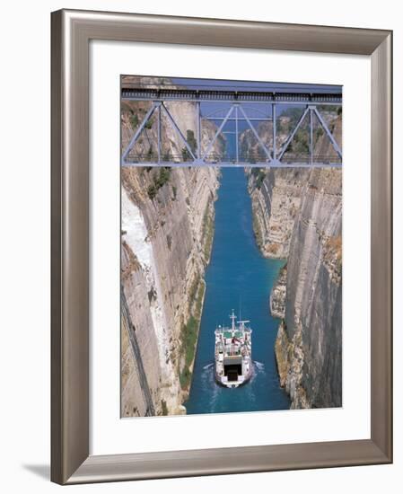 View of Corinth Canal, Corinthia, Corinth, Peloponnese, Greece-Walter Bibikow-Framed Photographic Print