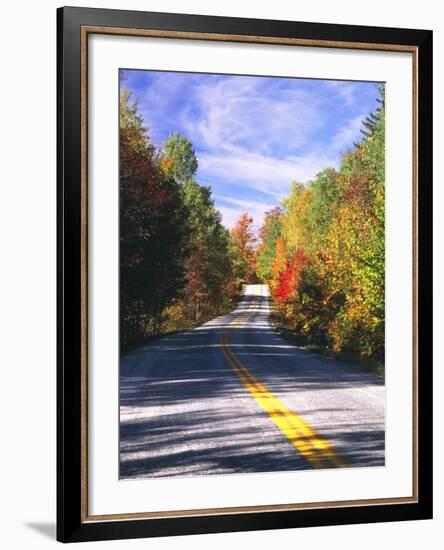 View of Country Road, Fall Foliage, Northeast Kingdom, Vermont, USA-Walter Bibikow-Framed Photographic Print