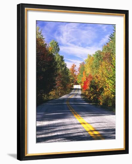 View of Country Road, Fall Foliage, Northeast Kingdom, Vermont, USA-Walter Bibikow-Framed Photographic Print