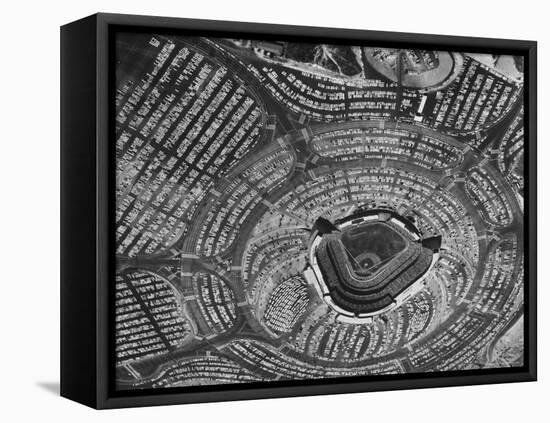 View of Crowded Parking Lots Around the Los Angeles Dodgers Stadium in Chavez Ravine, California-Ralph Crane-Framed Premier Image Canvas