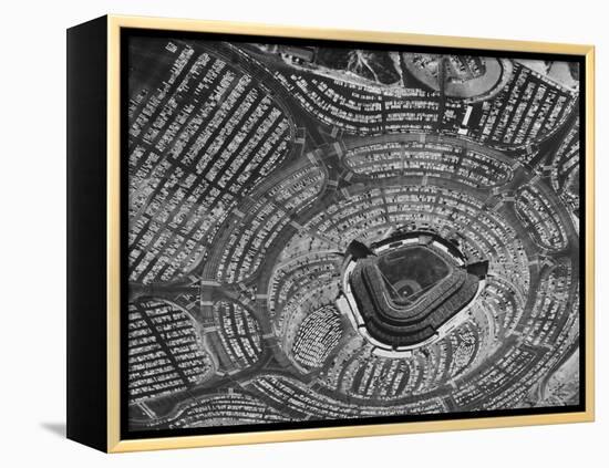 View of Crowded Parking Lots Around the Los Angeles Dodgers Stadium in Chavez Ravine, California-Ralph Crane-Framed Premier Image Canvas