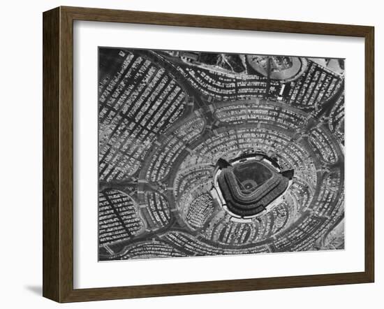 View of Crowded Parking Lots Around the Los Angeles Dodgers Stadium in Chavez Ravine, California-Ralph Crane-Framed Photographic Print