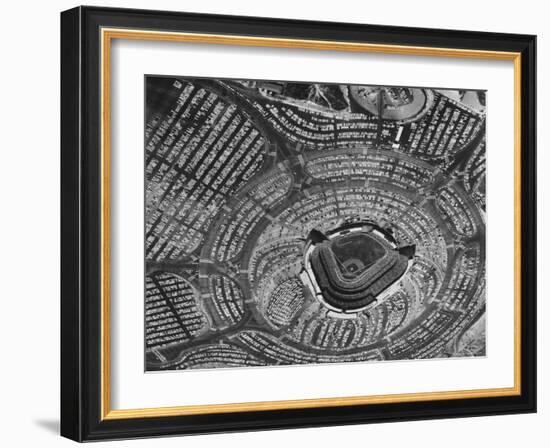 View of Crowded Parking Lots Around the Los Angeles Dodgers Stadium in Chavez Ravine, California-Ralph Crane-Framed Photographic Print