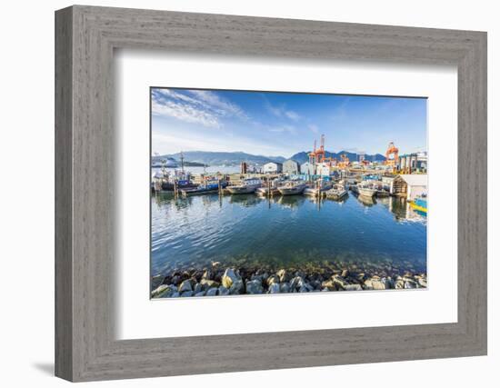 View of cruise ship and boats moored in harbour near CRAB Park at Portside, Vancouver, British Colu-Frank Fell-Framed Photographic Print