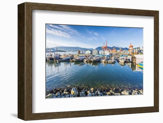 View of cruise ship and boats moored in harbour near CRAB Park at Portside, Vancouver, British Colu-Frank Fell-Framed Photographic Print