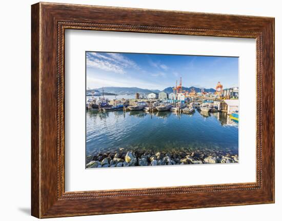 View of cruise ship and boats moored in harbour near CRAB Park at Portside, Vancouver, British Colu-Frank Fell-Framed Photographic Print