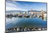 View of cruise ship and boats moored in harbour near CRAB Park at Portside, Vancouver, British Colu-Frank Fell-Mounted Photographic Print