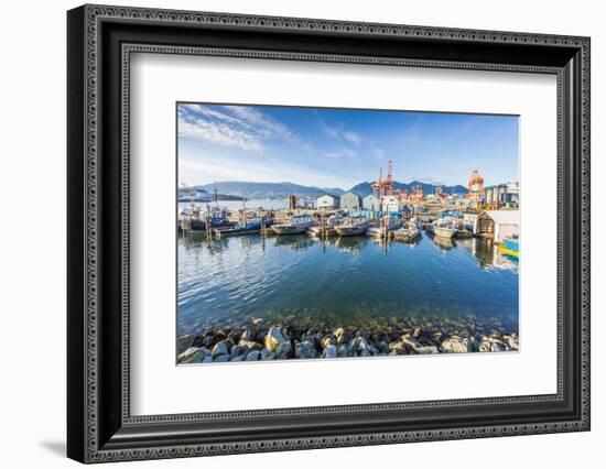 View of cruise ship and boats moored in harbour near CRAB Park at Portside, Vancouver, British Colu-Frank Fell-Framed Photographic Print