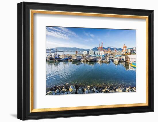 View of cruise ship and boats moored in harbour near CRAB Park at Portside, Vancouver, British Colu-Frank Fell-Framed Photographic Print