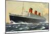 View of Cunard Ocean Liner Queen Mary-Lantern Press-Mounted Art Print