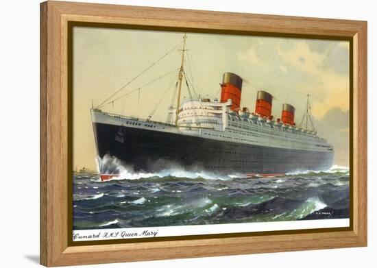 View of Cunard Ocean Liner Queen Mary-Lantern Press-Framed Stretched Canvas