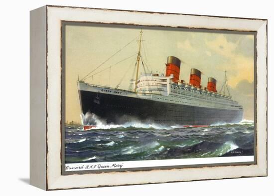 View of Cunard Ocean Liner Queen Mary-Lantern Press-Framed Stretched Canvas