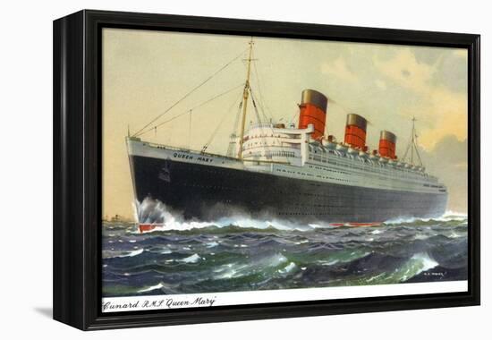 View of Cunard Ocean Liner Queen Mary-Lantern Press-Framed Stretched Canvas