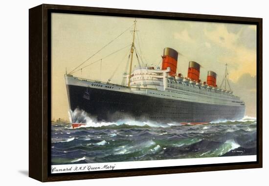 View of Cunard Ocean Liner Queen Mary-Lantern Press-Framed Stretched Canvas