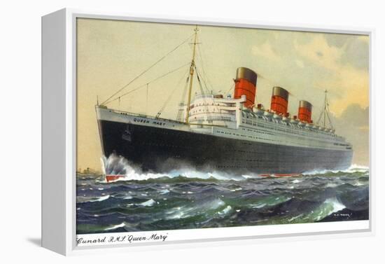 View of Cunard Ocean Liner Queen Mary-Lantern Press-Framed Stretched Canvas