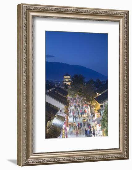 View of Dali at dusk, Yunnan, China, Asia-Ian Trower-Framed Photographic Print