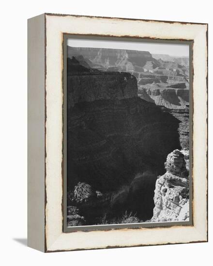 View Of Darkly Shadowed Canyon At Left & Center From South Rim 1941 Grand Canyon NP Arizona  1941-Ansel Adams-Framed Stretched Canvas