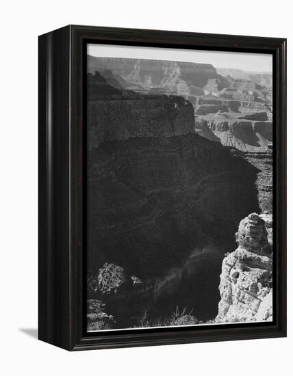 View Of Darkly Shadowed Canyon At Left & Center From South Rim 1941 Grand Canyon NP Arizona  1941-Ansel Adams-Framed Stretched Canvas