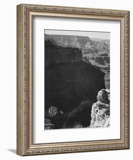 View Of Darkly Shadowed Canyon At Left & Center From South Rim 1941 Grand Canyon NP Arizona  1941-Ansel Adams-Framed Art Print