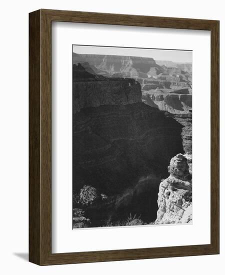 View Of Darkly Shadowed Canyon At Left & Center From South Rim 1941 Grand Canyon NP Arizona  1941-Ansel Adams-Framed Art Print