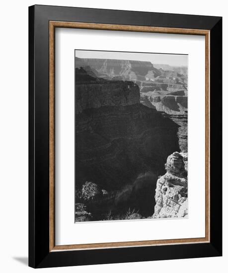 View Of Darkly Shadowed Canyon At Left & Center From South Rim 1941 Grand Canyon NP Arizona  1941-Ansel Adams-Framed Art Print