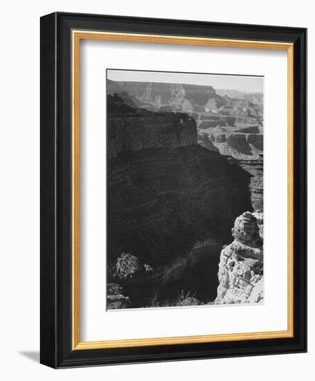 View Of Darkly Shadowed Canyon At Left & Center From South Rim 1941 Grand Canyon NP Arizona  1941-Ansel Adams-Framed Art Print