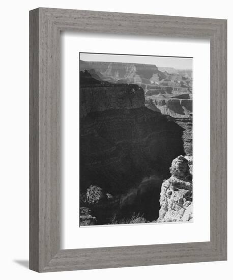 View Of Darkly Shadowed Canyon At Left & Center From South Rim 1941 Grand Canyon NP Arizona  1941-Ansel Adams-Framed Premium Giclee Print